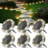 Peasur 6 Stück Solar Bodenleuchten Aussen, 8 LED Solarlampen für Außen Garten Wetterfest,...