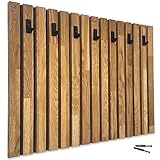 FLEXISTYLE Kleiderhaken wand Wandgarderobe Garderobe Holz Eiche Lamellen Schwarz 4 Dimensionen...