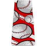 REJOON Sport-Baseball-Muster, roter weißer Hintergrund, Yogamatte, Dicke, rutschfeste Yogamatten...