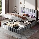 JOROBURO Polsterbett Bubble Bett 180x200 cm, Doppelbett mit Hydraulisch Stauraum, Stauraumbett mit...