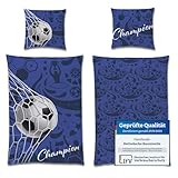 Familando Fußball Bettwäsche Set Decke 135x200 Kissen 80x80 cm aus 100% Baumwolle mit...