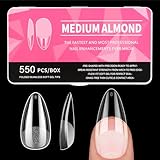 Nageltips Mandel, 550 Stück Tips für Gelnägel, 11 Größen Full Cover Gel Nail Tips, Vorpolierte...
