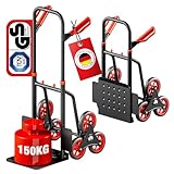 ATHLON TOOLS Treppensteiger-Sackkarre klappbar 150kg TÜV geprüft – Stahlrahmen mit TPR-Rädern,...