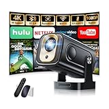 Beamer 1080P mit WiFi & Bluetooth Android Projektor, Mini Beamer 4k mit 210° drehbarer Stand,...