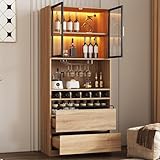 YAIXBNG Badezimmerschrank,Spirituosenschrank,Vitrine Vitrinenschrank mit Glastüren und Beleuchtung...