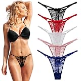 FUIPVGI 5 Stück Tanga Damen, Tanga Set Women, Damen Spitze Unterhosen Sexy Unterwäsche, G String...
