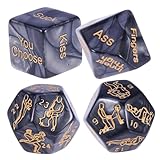 HABNI Sex Würfel Paar - 4 Stück Schwarz Goldmuster 18-25Mm, Erotisches Würfelspiel Mit 36...