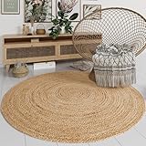 MY-RUG Jute Teppich rund 60 cm | Sisal-Teppich Wohnzimmer | handgewebter Juteteppich | flach...
