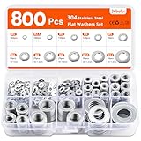 Jeboler Unterlegscheiben Set, 800 Stück Flach Unterlegscheiben Edelstahl A2 V2A Beilagscheiben...