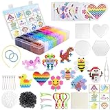 Higtok Bügelperlen Set 5mm, 24 Farben Steckperlen mit 4 Bügelperlen Platten, 6300 Bügelperlen...