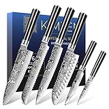 KIMZEN® 6er Damastmesser Set | Masters Edition | Japanisches Messerset aus 67 Lagen Damaststahl |...