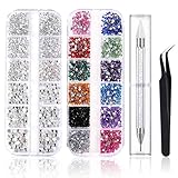 GWAWG 2800 Stück Strasssteine Nägel Rhinestones Nagel Steine Flache Rückseite Gems mit Pick-Up...