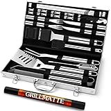 Grilliance 26 Stücke Edelstahl Grillzubehör Set Hochwertiger BBQ Grillbesteck Koffer Perfektes...