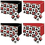 4 Stück Casino-Tischdecken, rote und Schwarze Pokertischabdeckung, Spielkartentischdecke für...
