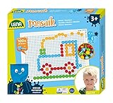 Lena 35623 - Mosaik Steckspiel Set, Steckmosaik mit 100 farbigen Stecker, Mosaikstecker Ø 10 mm,...