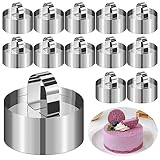 Dessertringe & Tortenring Klein, 12 Stück Speiseringe Edelstahl Kuchen Ringe Dessert Formen mit...