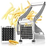 com-four® Pommesschneider - Pommes Frites Schnitzer aus Edelstahl - Kartoffelpresse mit 2...