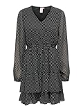 ONLY Damen ONLROBEY Isabella Life V-Neck Dress WVN Sommerkleid, Black/AOP:Creme dot, Large