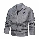 Youllyuu Herren Jacken Mäntel Herbst Militärjacken Außenjacken Stehkragen Slim Coat, grau, L