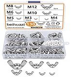 beihuazi® Flügelmutter M3 M4 M5 M6 M8 M10 Flügelmuttern Sortiment Kit für DIY Tools