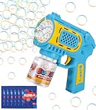 Goxiry Seifenblasenmaschine Elektrisch Seifenblasenpistole mit LED Licht und 150 ML Seifenblasen...
