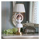 VIROYA Nachttischlampe Spin Ballet Dancer Lamp Niedliche Kindertischlampe mit weißem Stoffschirm...