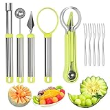 GOSHIES 10 Stück Obst Werkzeug Set 4 in 1 Obst Löffel Cutter Set Edelstahl Obstwerkzeug Set...