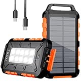 WOWMVP Solar Powerbank 26800mAh, PD15W Tragbare Solar Ladegerät USB C Externer Akku Outdoor...
