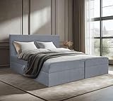 Generisch Bett Doppelbett Boxspringbett Berg POSO mit Bonell-Matratze + Topper T25 + 2 Bettkästen,...