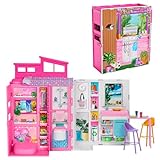 Barbie-Puppenhaus Spielset, Ferienhaus mit 4 Spielbereichen, darunter Küche, Badezimmer,...