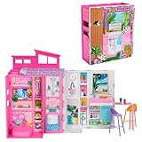 Barbie-Puppenhaus Spielset, Ferienhaus mit 4 Spielbereichen, darunter Küche, Badezimmer,...