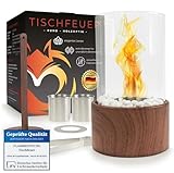 Flammenfuchs® einzigartiger Tischkamin in edler Holzoptik - Tischfeuer XXL-Set für Indoor &...