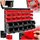 tectake® Werkstatt Wandregal, 31teilig, Stapelboxen, Kleinteilemagazin, Werkzeugwand,...