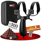 HITX® Zwille Steinschleuder Bundle Set | Super Grip Oberfläche | Slingshot Schleuder mit Gummiband...