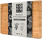 Loco Bird massives Bambus Schneidebrett mit Saftrille - 44,8x30x2 cm großes Holz-Brett für die...