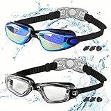 COOLOO Schwimmbrille, 2 Stück Schwimmbrille für Kinder/Junior/Erwachsene, Unisex Taucherbrille...