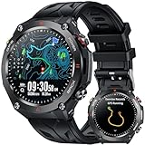 GPS Smartwatch Herren Fitnessuhr Armbanduhr: Schwarz Uhr Kompass Luftdruck Telefonfunktion...