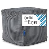 Bruni Sitzwürfel Cubo Cord in Grau – 40x40x40 cm Cord-Sitzwürfel aus Deutschland,...