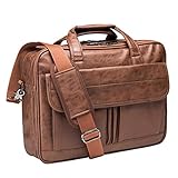 Herren Laptoptasche, 39,6 cm (15,6 Zoll), Leder, wasserabweisend, für Geschäftsreisen,...