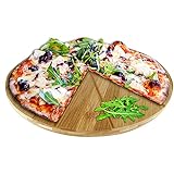 Oriamo® Pizzateller Bambus 33 cm Durchmesser, schnittfestes Pizzabrett mit 6-facher Einteilung für...