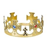Boland 01318 - Krone König, 1 Stück, Einheitsgröße, verstellbar, Gold mit Schmucksteinen,...