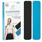 Health Press Kinesiotapes - 50 Kinesiologie Tape Streifen Precut Blau + Schwarz (25cm x 5cm)...