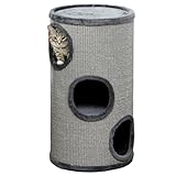 PawHut Kratztonne 70 cm Hoch Ø 38 cm dreistöckige Katzentonne mit Plüschrand, Katzenhöhle,...