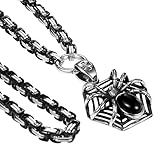Cupimatch Halloween Spinnen Halskette Herren: Gothic Spinnennetz Anhänger mit 61cm Heavy Chunky...