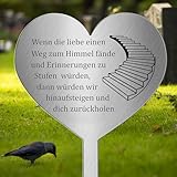 Photect Grabstecker Metall Herz mit Spruch Wenn Die Liebe Einen Weg zum Himmel Fände und...