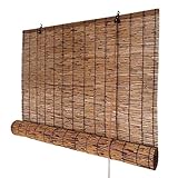 Natur Bambus-Rollo, 90% UV-Block Fenster Raffrollos, wasserdichte Bambus Jalousien 150 120 100 170...