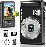 4K Digitalkamera,2.8 Zoll 64MP UHD Fotokamera mit 32-GB-Karte, 1200mAh Akku, 16-facher Digitalzoom...