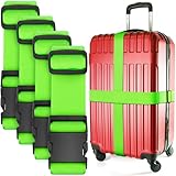 Gepäckgurte für Koffer – Neongrün, 4er-Pack – Premium-Nylongurte zur Gepäcksicherung –...