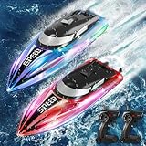 YOOHBERRYS Ferngesteuertes Boot 2 Stück, RC Boot mit LED-Licht für Pools und Seen, 2,4 GHz...