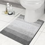 Homaxy Chenille Badezimmerteppich Saugfähig Weich Badteppich Toilette mit Ausschnitt 50 x 60 cm,...